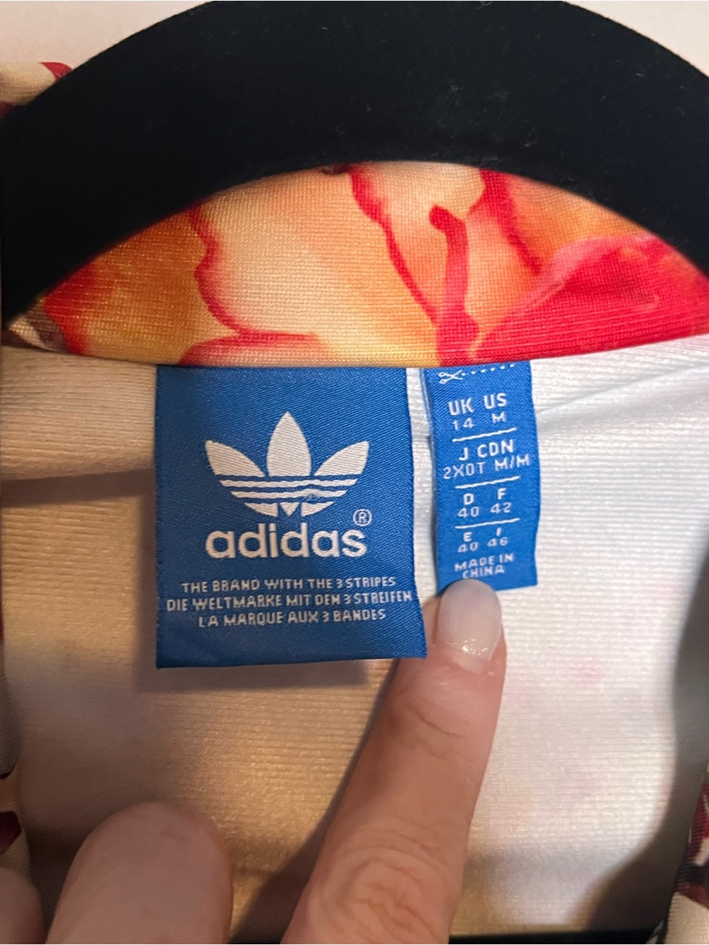 adidas Floral Print Bomber Jacket with Black Trefoil - Picture 5 of 6